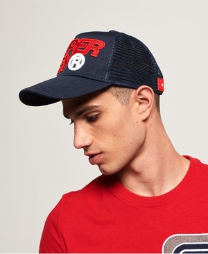 Superdry Lineman Trucker Férfi Sapka Sötétkék | ANQFS4673